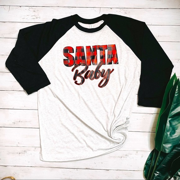 Santa Baby 3/4 Sleeve Baseball Tee Large - Picture 2 of 8